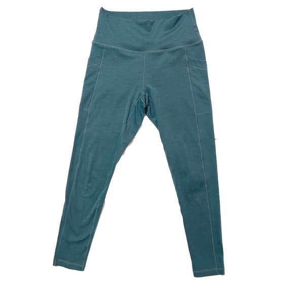 Prana Pants - PrAna Becksa 7/8 Legging Bluefin Ribbed High Rise Pockets Size Medium